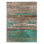 Oude bruinblauwe houten achtergrond met pellingpij notitieboek (Voorkant)