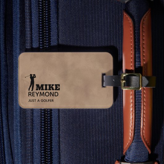 Oude bruine bagtag voor een golfer bagagelabel (Voorkant Insitu 4)
