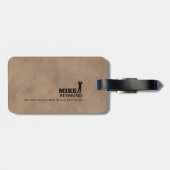 Oude bruine bagtag voor een golfer bagagelabel (Achterkant horizontaal)