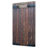 Oude bruine houten deuren met zwarte ijzersteunen klembord (Links)