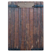 Oude bruine houten deuren met zwarte ijzersteunen klembord (Voorkant)