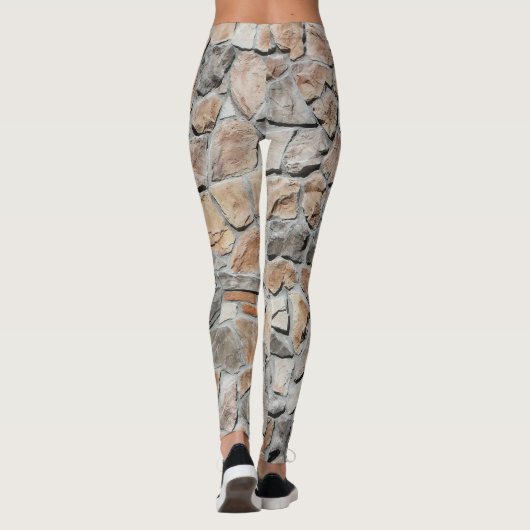 Oude bruine kasteelstenen textuur leggings (Achterkant)