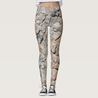 Oude bruine kasteelstenen textuur leggings