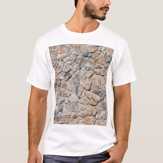Oude bruine kasteelstenen textuur t-shirt (Voorkant)