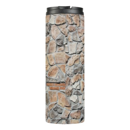 Oude bruine kasteelstenen textuur thermosbeker (Achterkant)