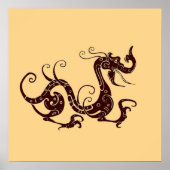 Oude bruine mystieke draak poster (Voorkant)