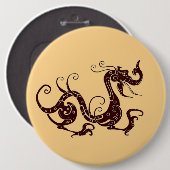 Oude bruine mystieke draak ronde button 6,0 cm (Voorkant /achterkant)