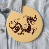 Oude bruine mystieke draak ronde button 6,0 cm (In situ)