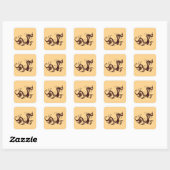 Oude bruine mystieke draak vierkante sticker (Vel)