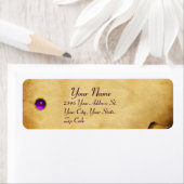 OUDE BRUINE PERKAMENT, EDELSTENEN ETIKET (Insitu)