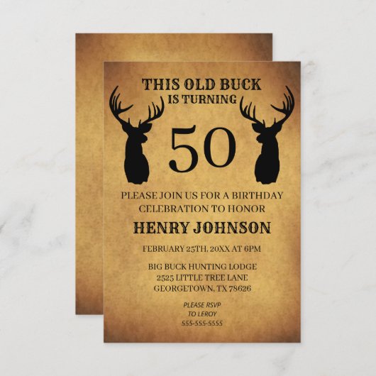 Oude Buck 50th Birthday Party Kaart (Voorkant / Achterkant)
