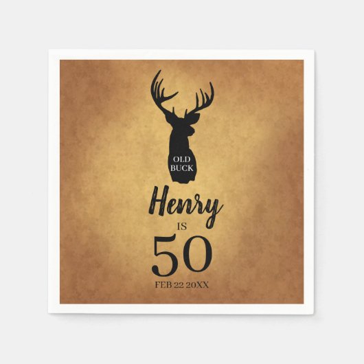 Oude Buck 50th Birthday Party Napkins Servet (Voorkant)