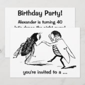 Oude Bugs Vliegen Insecten Dansen Verjaardagsfeest Kaart (Voorkant / Achterkant)