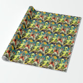Oude buitenaardse sciencefictionstrips cadeaupapier (Uitgerold)