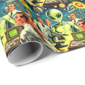 Oude buitenaardse sciencefictionstrips cadeaupapier (Rol Hoek)