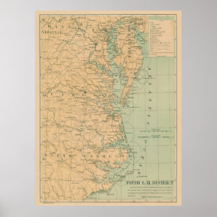 Oude buitenbanken en Chesapeake Bay Lighthoutmap Poster