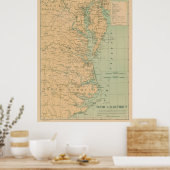 Oude buitenbanken en Chesapeake Bay Lighthoutmap Poster (Keuken)