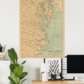 Oude buitenbanken en Chesapeake Bay Lighthoutmap Poster (Thuiskantoor)