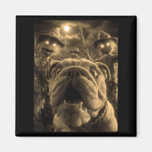 Oude Bulldog Selfie Met Griezels Eekhoorns Magneet