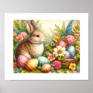 Oude Bunny in de Tuin Pasen Poster