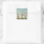 Oude Bunny Pasen Vierkante Sticker (Tas)