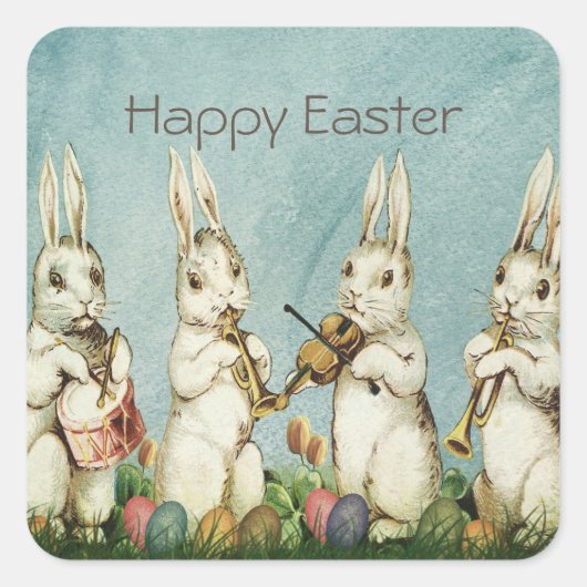 Oude Bunny Pasen Vierkante Sticker (Voorkant)