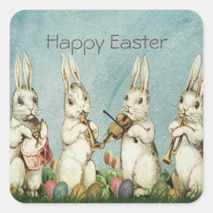 Oude Bunny Pasen Vierkante Sticker