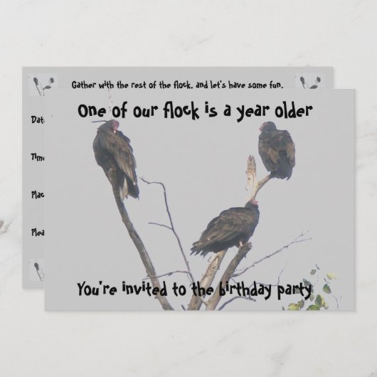 Oude Buzzards Party uitnodiging moet aanpassen (Voorkant / Achterkant)