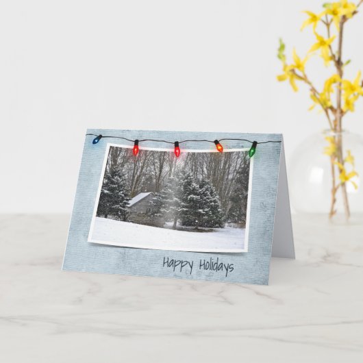 Oude Cabine in WinterBossen Kaart (Gele Bloem)