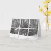 Oude cabine met lampjes in vensterkaart kaart (Gele Bloem)