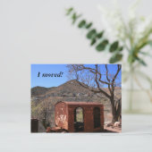 Oude Caboose in het Wilde Westen Aankondigingskaart (Staand voorkant)