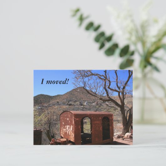 Oude Caboose in het Wilde Westen Aankondigingskaart (Staand voorkant)