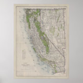 Oude California Forest Reserves Map (1918) Poster (Voorkant)