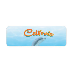 Oude Californische Dolfijn reisposter Etiket