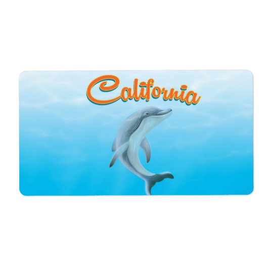 Oude Californische Dolfijn reisposter Etiket (Voorkant)