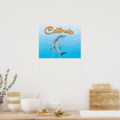 Oude Californische Dolfijn reisposter Poster (Keuken)