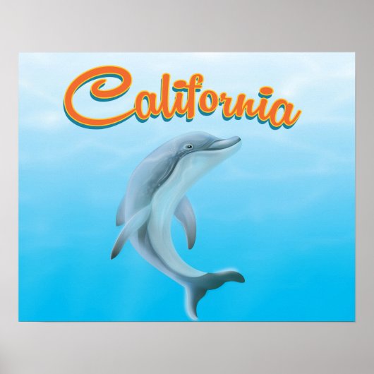 Oude Californische Dolfijn reisposter Poster (Voorkant)