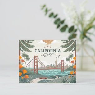 Oude Californische Golden Gate Bridge Feestdagenkaart