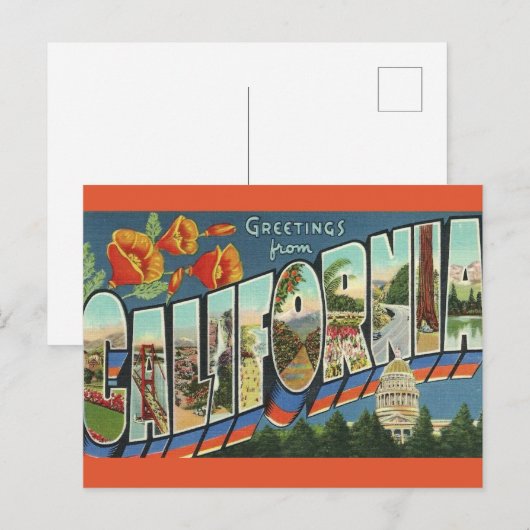 Oude Californische Groet Briefkaart (Voorkant / Achterkant)