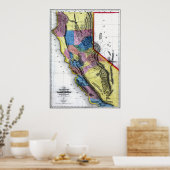 Oude Californische kaart van 1851 Poster (Keuken)