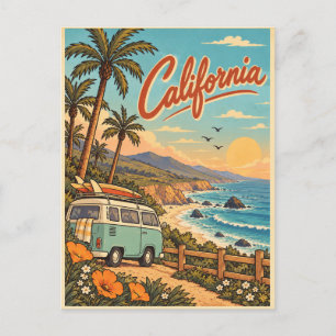 Oude Californische Kust Wegreis Ansichtkaart Briefkaart