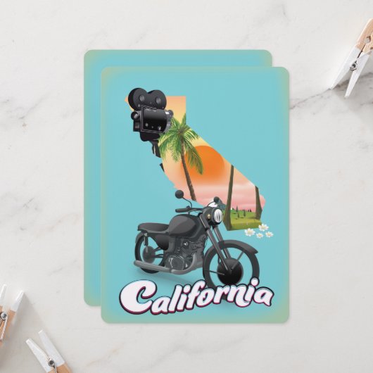 Oude Californische Reisposter (Voorkant / Achterkant in situ)