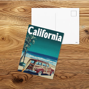 Oude Californische Surf Wagon Reisposter Briefkaart