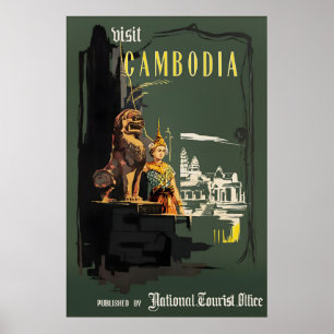 Oude Cambodja Reisposterprint, Angkor Wat Poster