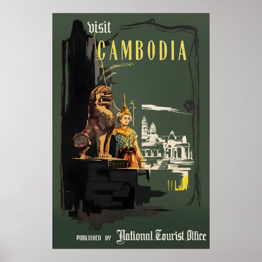 Oude Cambodja Reisposterprint, Angkor Wat Poster (Voorkant)