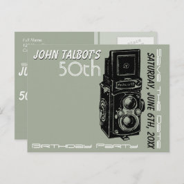 Oude Camera 50e verjaardagsfeestje Save the Date 1 Aankondigingskaart