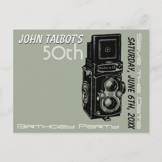 Oude Camera 50e verjaardagsfeestje Save the Date 1 Aankondigingskaart (Voorkant)