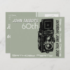 Oude Camera 60ste verjaardagsfeest Save the Date 1 Aankondigingskaart