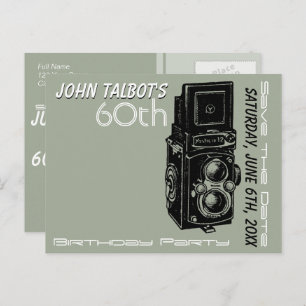 Oude Camera 60ste verjaardagsfeest Save the Date 1 Aankondigingskaart
