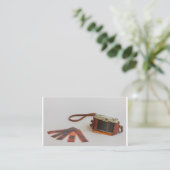 oude camera met negatieve on-business-kaart visitekaartje (Staand voorkant)
